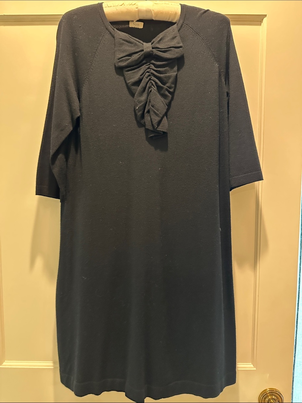 Hoss Intropia Black Midi Dress with Front Ruffle Detail